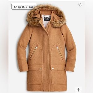 JCrew Wool Coat with Fur Lined Hood